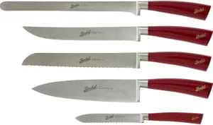 Berkel Elegance 5-Piece Chef Knife Set | Sleek & Versatile | Includes Precision Knives for Prosciutto, Bread, Roast, Chef’s, and Utility Tasks | Made in Italy (Red)