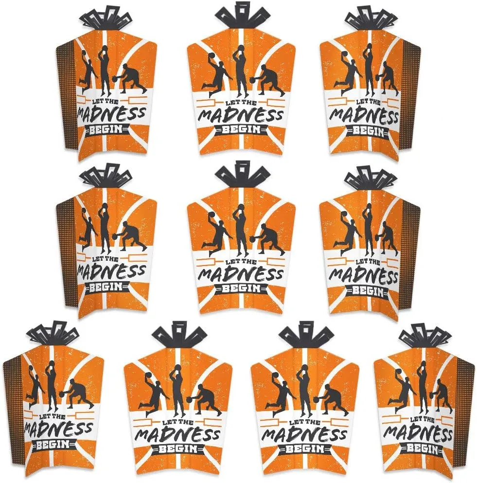 Big Dot of Happiness Basketball - Let The Madness Begin - Table Decorations - College Basketball Party Fold and Flare Centerpieces - 10 Count
