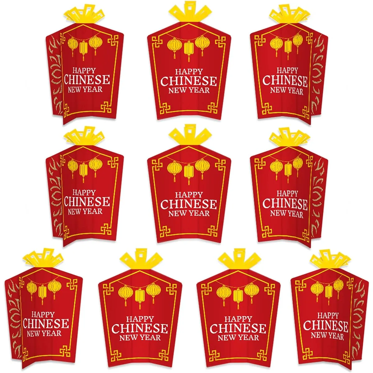 Big Polka Dots of Happiness Chinese New Year - Table Decoration - Lunar New Year Party Fold and Flare Centerpiece - 10 Pieces