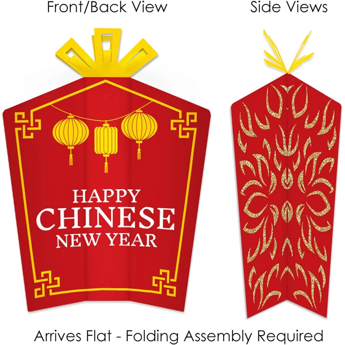 Big Polka Dots of Happiness Chinese New Year - Table Decoration - Lunar New Year Party Fold and Flare Centerpiece - 10 Pieces