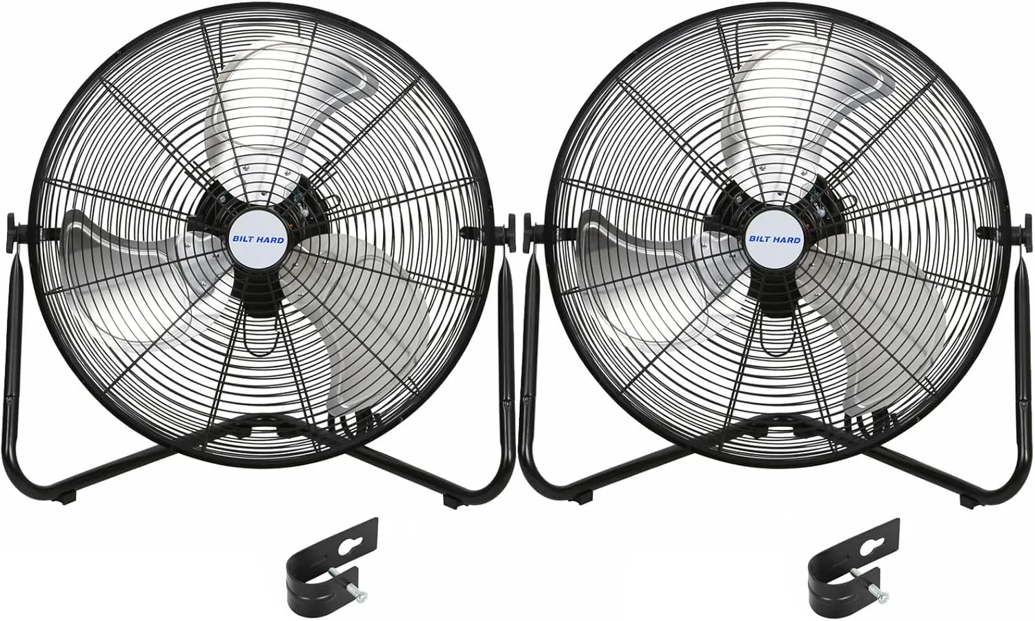 BILT HARD 20" High Velocity Floor Fan, 4600 CFM 3-Speed Industrial Shop Fan with Wall-Mounting System, Heavy Duty Metal Fan for Garage Workshop and Warehouse, 2 Pack
