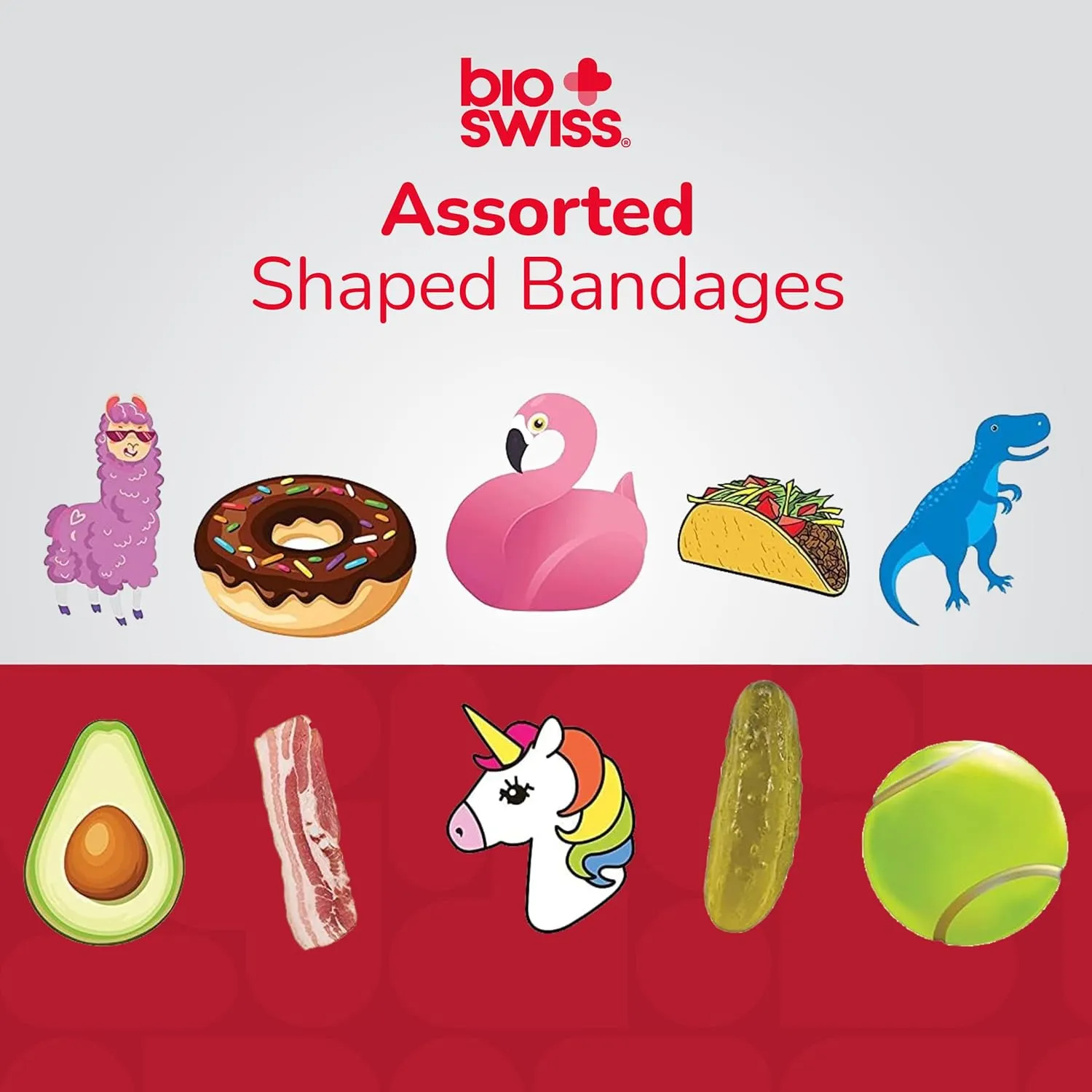 BioSwiss Bandages, Assorted Animal, Fun, and Food Shaped Self Adhesive Bandage, Latex Free Sterile Wound Care, 300 Count