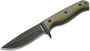 Böker MAGNUM® Bushcraft Drop - professional outdoor knife with 440A fixed blade - robust survival - Kydex sheath & 90° belt adapter - scouting knife with G10 handle green