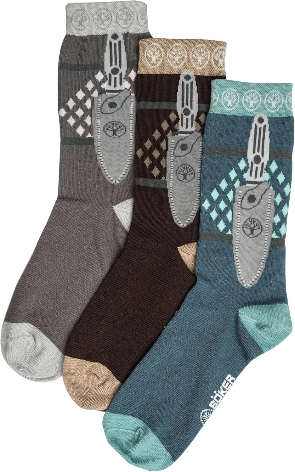 Böker Manufaktur Solingen Unisex Set Socks, Multicolor, Size 6.5-9