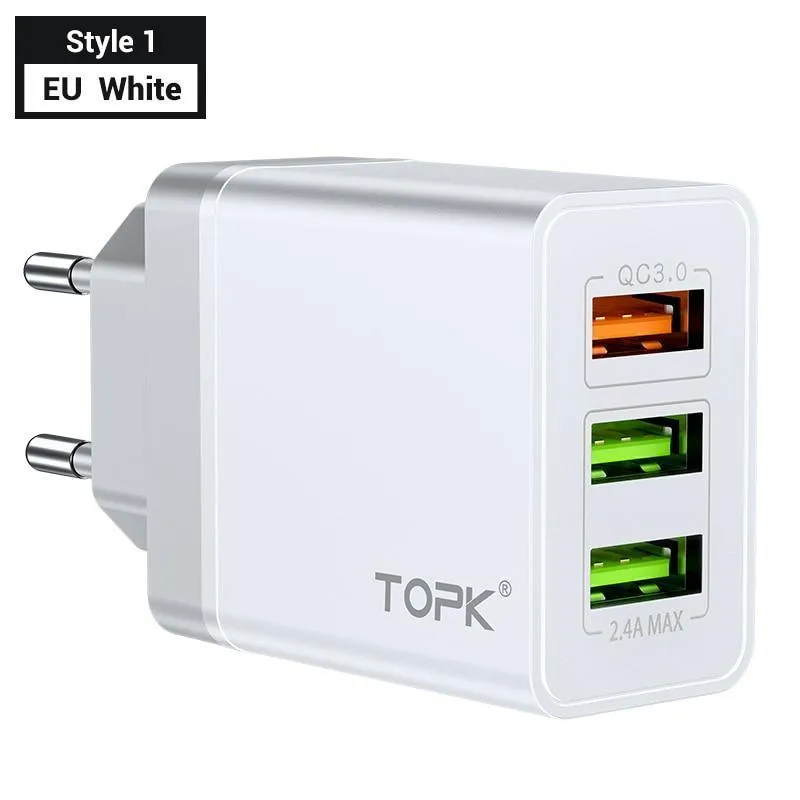 Black Dual Port Quick Charge 3.0 USB Charger QC 3.0 Fast Charging Multi Charger Portable Travel Wall Modern Phone Charger