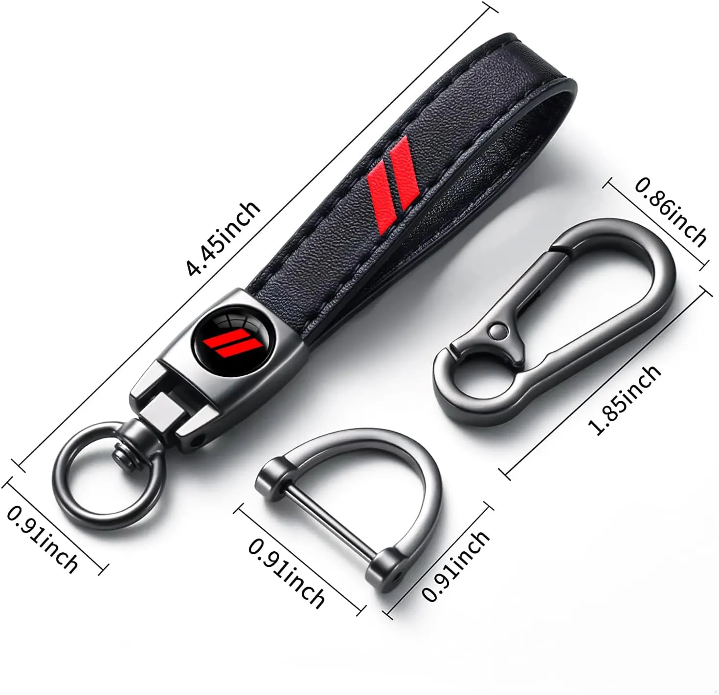Black Leather Metal Car Keychian Keyring Accessories Compatible with Dodge Challenger Charger SRT RAM Cars Accessories