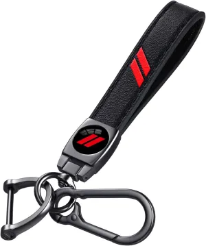 Black Leather Metal Car Keychian Keyring Accessories Compatible with Dodge Challenger Charger SRT RAM Cars Accessories