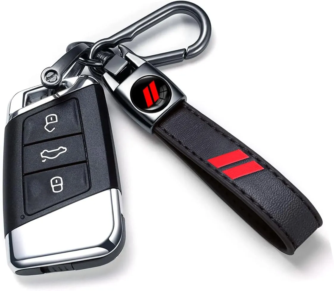 Black Leather Metal Car Keychian Keyring Accessories Compatible with Dodge Challenger Charger SRT RAM Cars Accessories