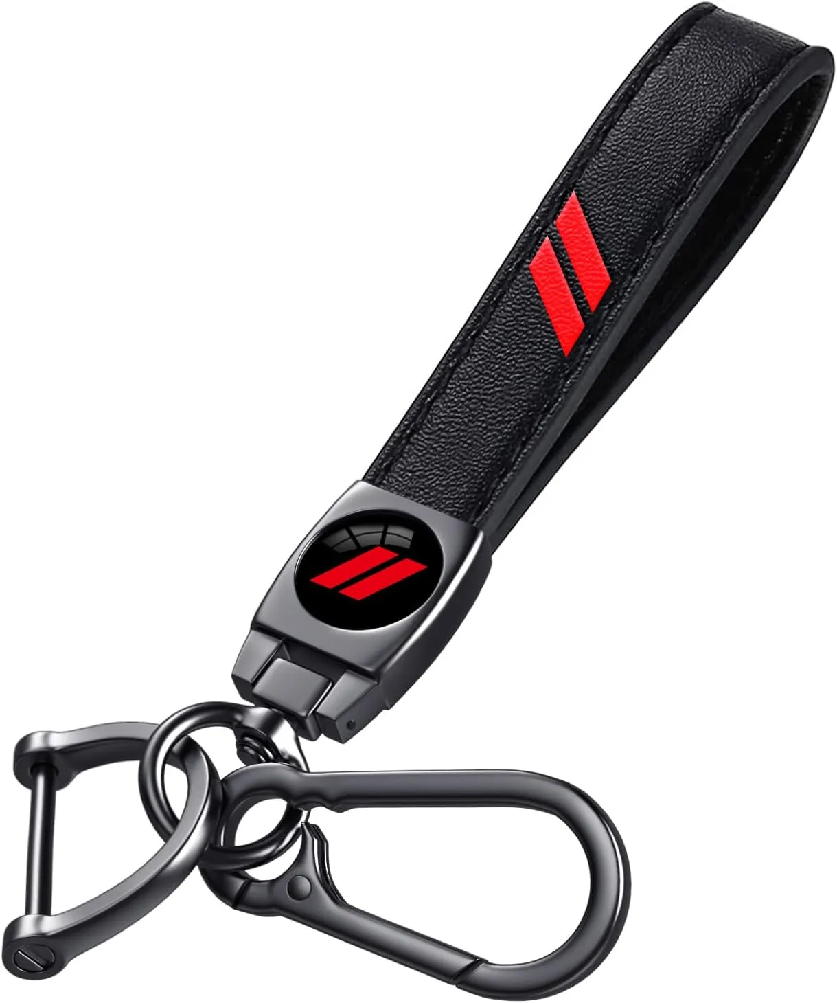 Black Leather Metal Car Keychian Keyring Accessories Compatible with Dodge Challenger Charger SRT RAM Cars Accessories
