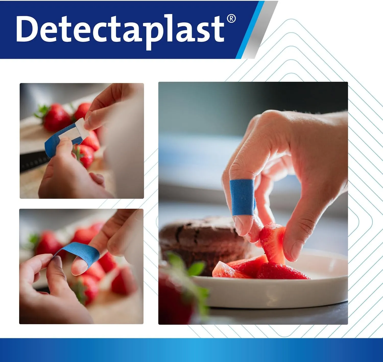 Blue plasters, Metal detectable and Flexible plasters, for Catering First aid kit in Food handling environments, Kitchen aid, 19 x 72, 25 x 72, Butterfly, Knuckle, 100 Strips