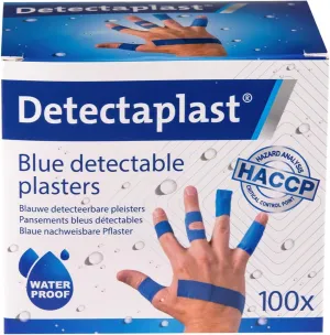 Blue plasters, Metal detectable and Flexible plasters, for Catering First aid kit in Food handling environments, Kitchen aid, 19 x 72, 25 x 72, Butterfly, Knuckle, 100 Strips