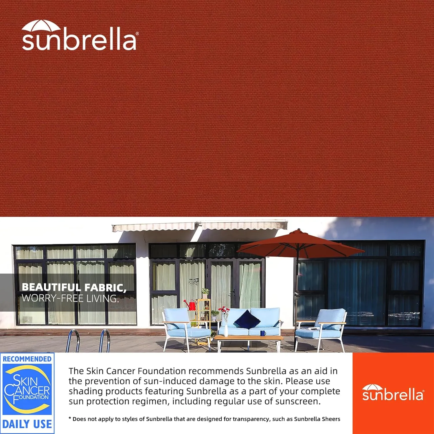 BLUU Sunbrella Umbrella Market Table Sun Umbrella Aluminum Patio Umbrella with 5-Year Non-Fading Sunbrella Acrylic Fabric Canopy Top