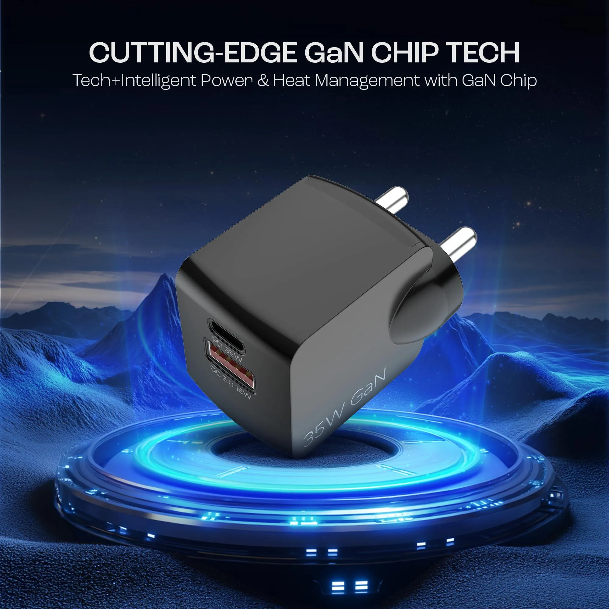boAt 35W GaN Wall Charger w/GaN Chip Tech, Fast Charging w/PD,PPS & QC 3.0, Compatible w/iPhone 16/15/14/13, Samsung S23/S24, Vivo, Oppo, Oneplus & Smart IC Protection(Sleek Black)