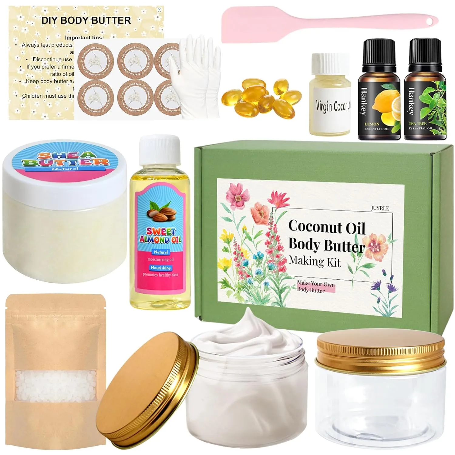 Body Butter Making Kit- Shea Butter Lotion Making Kit, DIY Crafts for Adults with Coconut Oil, Organic Shea Butter Natural Whipped Coconut Oil Body Butter Maker Skin Care Gifts for Women