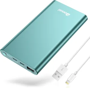 BONAI Portable Charger 12,000mAh 5V/3A Fast Charging Power Bank, Dural Input & Output Ports (USB-C in & Out) Portable Phone Charger for iPhone 15/14/13/12 Series Galxy Android iPad etc - Mint