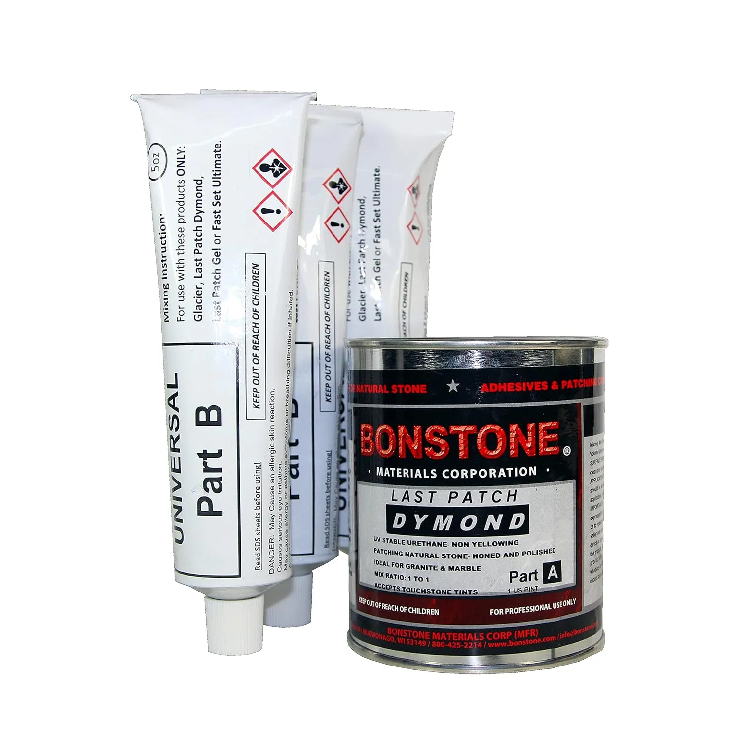 Bonstone Last Patch Dymond Stone Repair Adhesive for Granite, Marble, Travertine, Natural Stone (Exterior Grade, Uv Stable, Knife Grade) (1 US Pint kit)