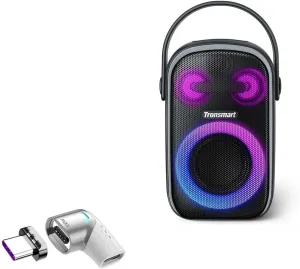 BoxWave Adapter Compatible with Tronsmart Halo 100 Portable Party Speaker - MagnetoSnap PD Angle Adapter, Magnetic Charging Connector Device Saver - Metallic Silver
