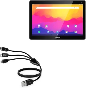 BoxWave Cable Compatible with Prestigio Muze 3231 - MultiCharge MicroUSB Cable, Multiple Charging Cable Micro USB Cable - Black