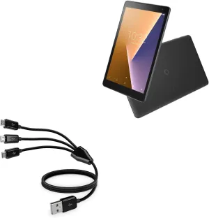 BoxWave Cable Compatible with Vodafone Smart Tab N8 - MultiCharge MicroUSB Cable, Multiple Charging Cable Micro USB Cable - Black