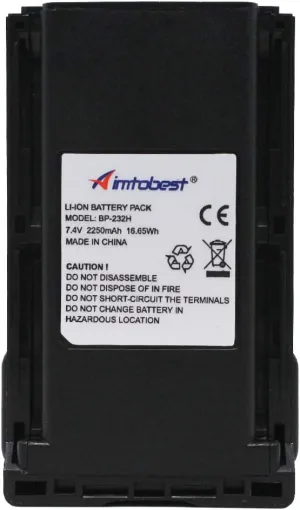 BP-232H BP232H 2250mAh Li-ion Battery Compatible for ICOM IC-F3011 IC-F4011 IC-F3021 IC-F4021 IC-F3161 IC-F4161 IC-A14 IC-F24 IC-F33 IC-F43 BP-232N BP-231 BP-230N