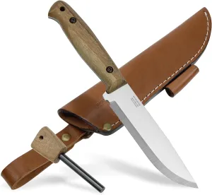 BPS Knives Adventurer - Bushcraft Knife - Fixed-Blade Carbon Steel Knife with Leather Sheath and Firestarter - Outdoor Full Tang Knives - Camping Knives - Survival Tactical Camp Knives