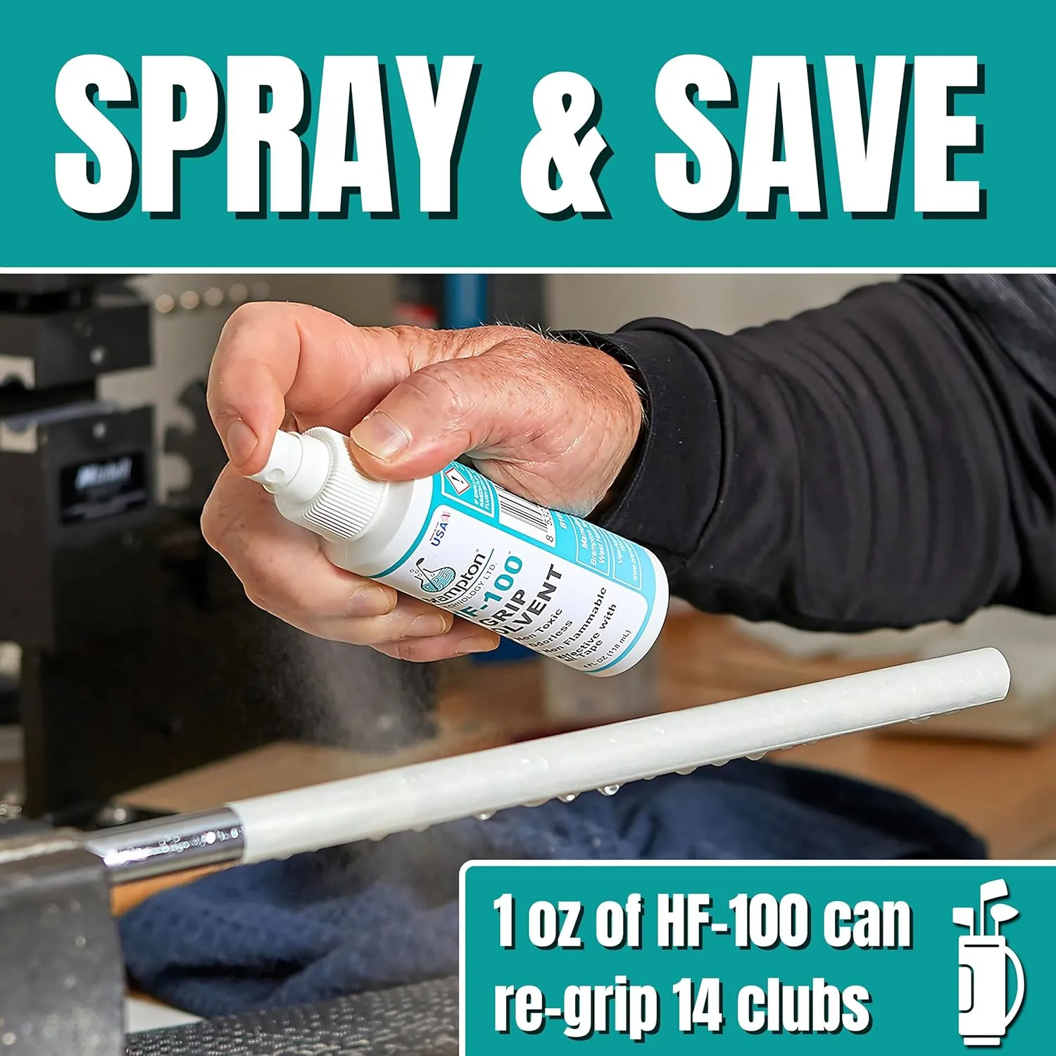 Brampton Ultimate Grip Kit for GolF Club Regripping - 30 Premium 2"x10" Golf Grip Tape Strips, Hook Knife, Rubber Vise Clamp, & 8 oz HF-100 Non-Toxic, Non-Flammable, Odorless Golf Club Grip Solvent
