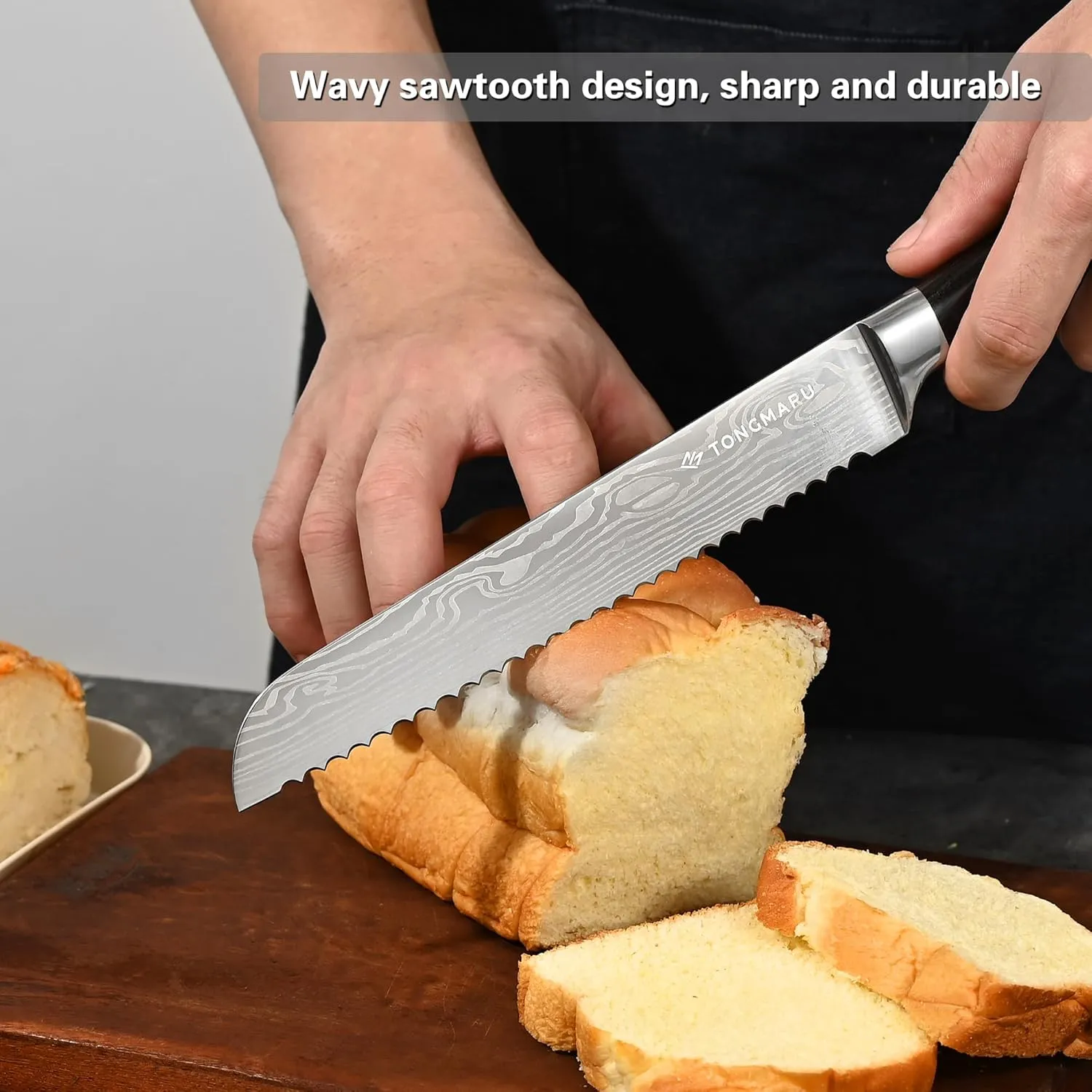 Bread Knife, 8 inch Professional High Carbon Razor Super Sharp German Stainless Steel - Kitchen Bread Knife with Ergonomic Forged PakkaWood Handle, with Luxury Gift Box, for family