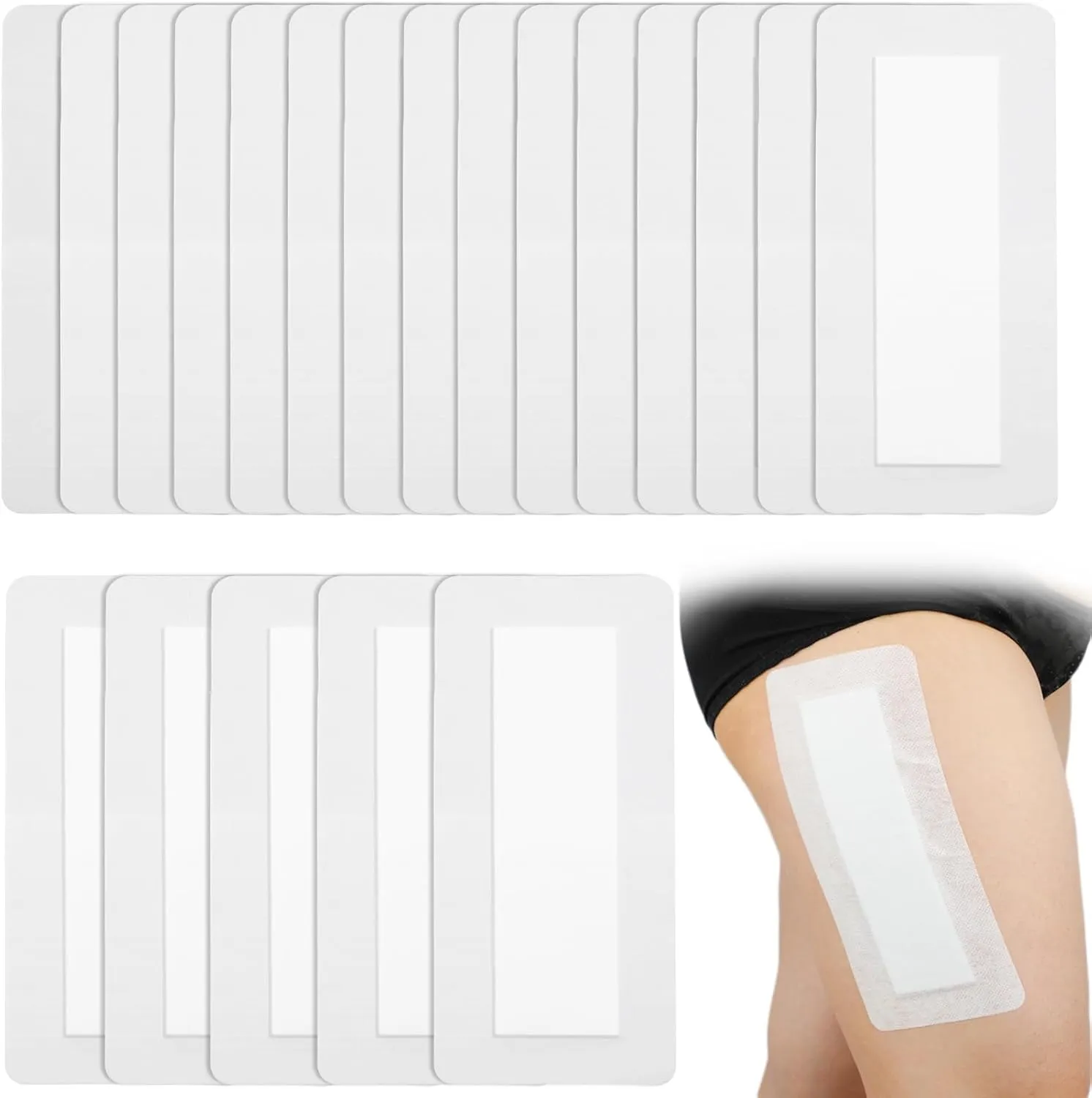 Breathable Knee Replacement Surgery Adhesive Island Wound Dressing Bordered Gauze Large Bandage Patches with Non-Stick Pad for Hip Surgery Abdominal Back Incision 4"x8"(Pack of 20)
