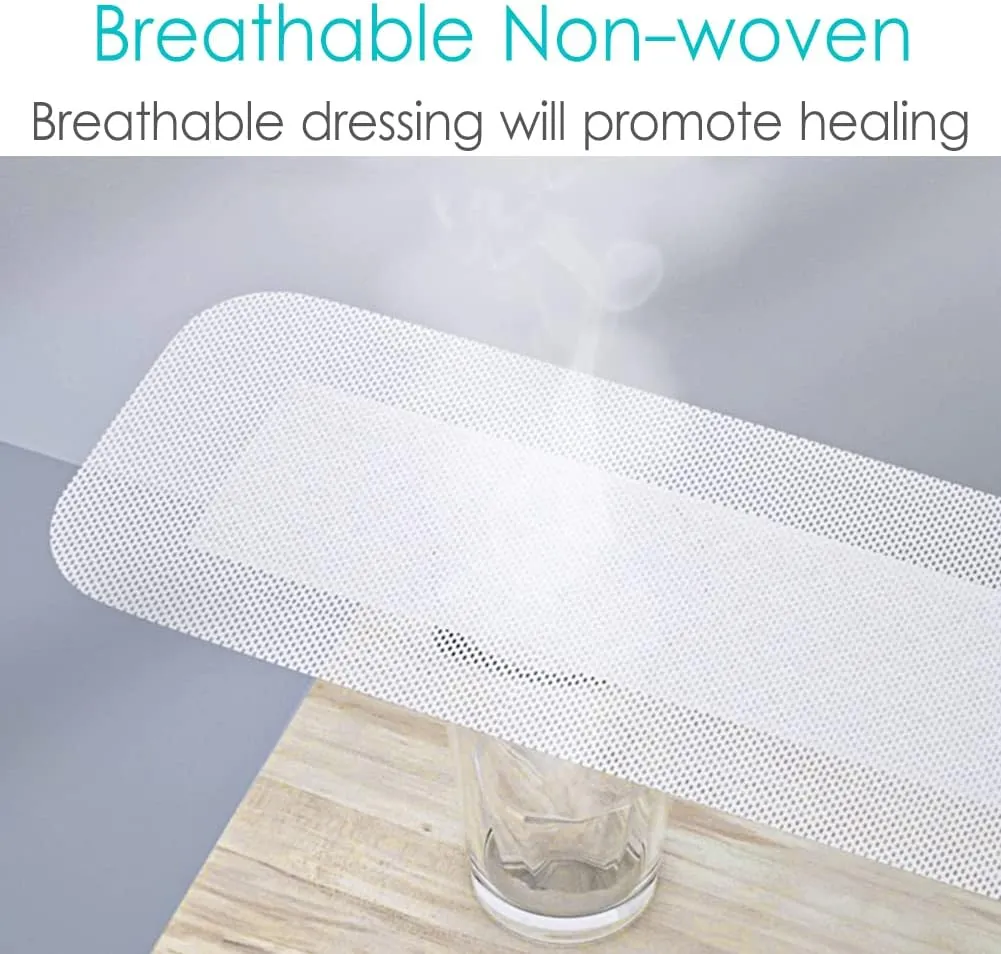 Breathable Knee Replacement Surgery Adhesive Island Wound Dressing Bordered Gauze Large Bandage Patches with Non-Stick Pad for Hip Surgery Abdominal Back Incision 4"x8"(Pack of 20)