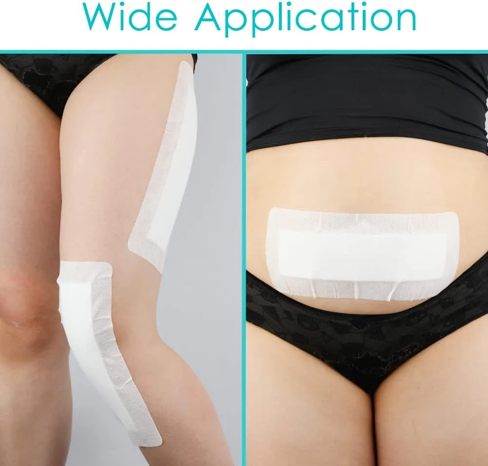 Breathable Knee Replacement Surgery Adhesive Island Wound Dressing Bordered Gauze Large Bandage Patches with Non-Stick Pad for Hip Surgery Abdominal Back Incision 4"x8"(Pack of 20)