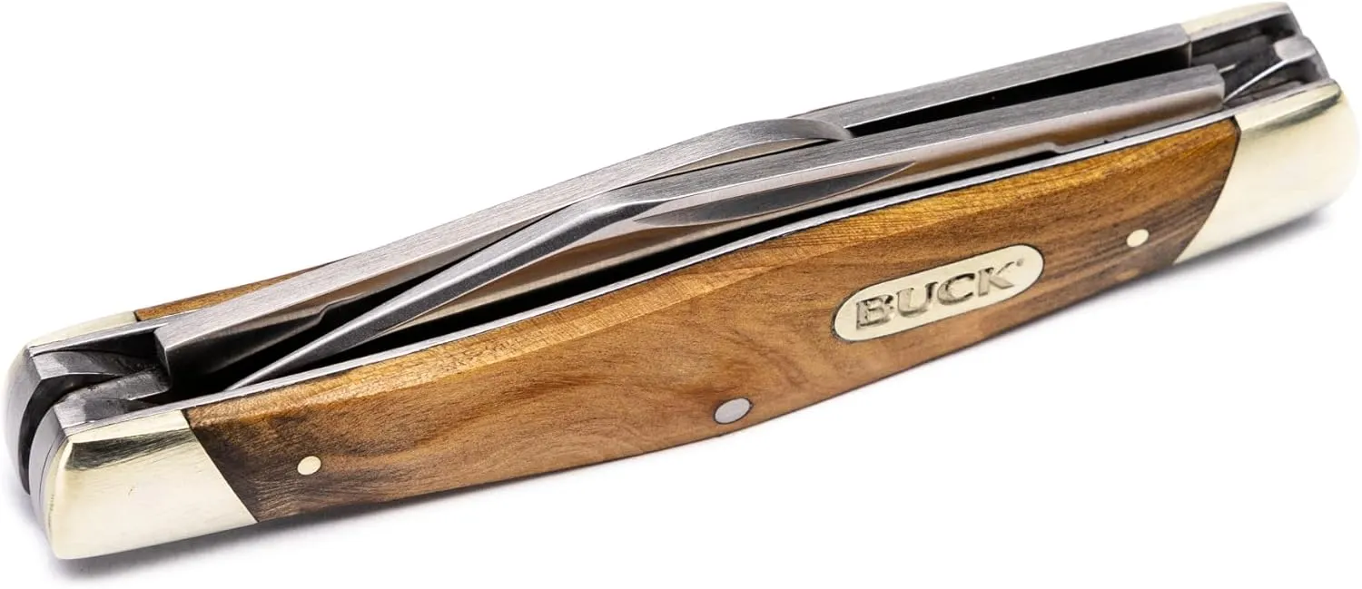 Buck Knives 371 Stockman 3-Blade Folding Pocket Knife with Wood Handle