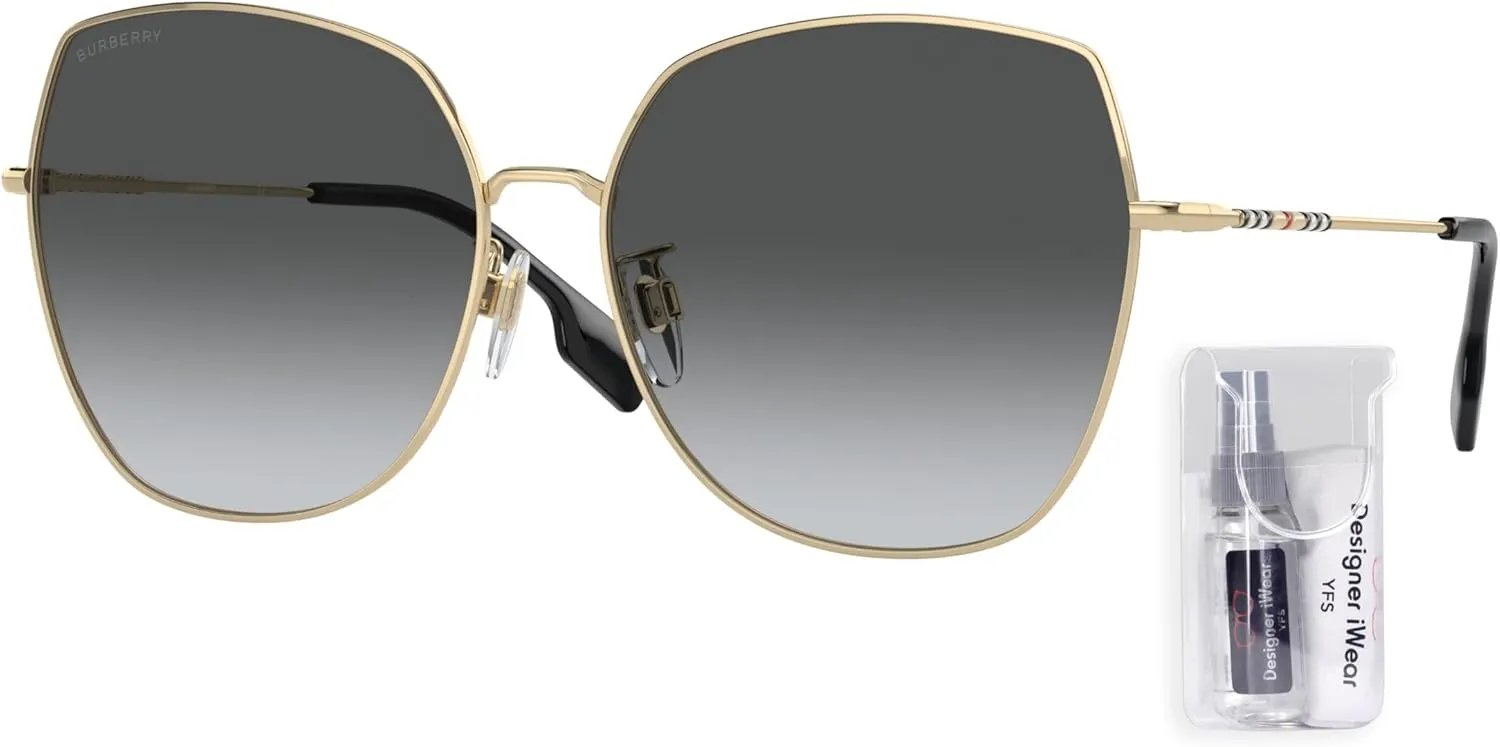 BURBERRY BE3136D Square Sunglasses for Women   BUNDLE With Deisgner iWear Complimentary Eyewear Kit