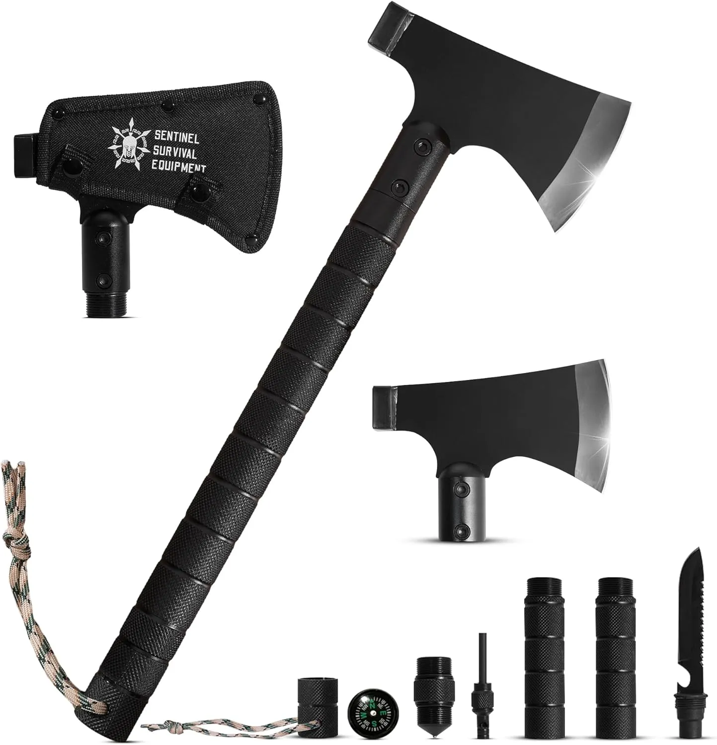 Bushcraft Hatchet - Multi-Tool Camping Hatchet with Firestarter and Saw | Portable Survival Gear | Hiking and Emergency Tools | All-in-One Backpaging Axe for Outdoor Adventures