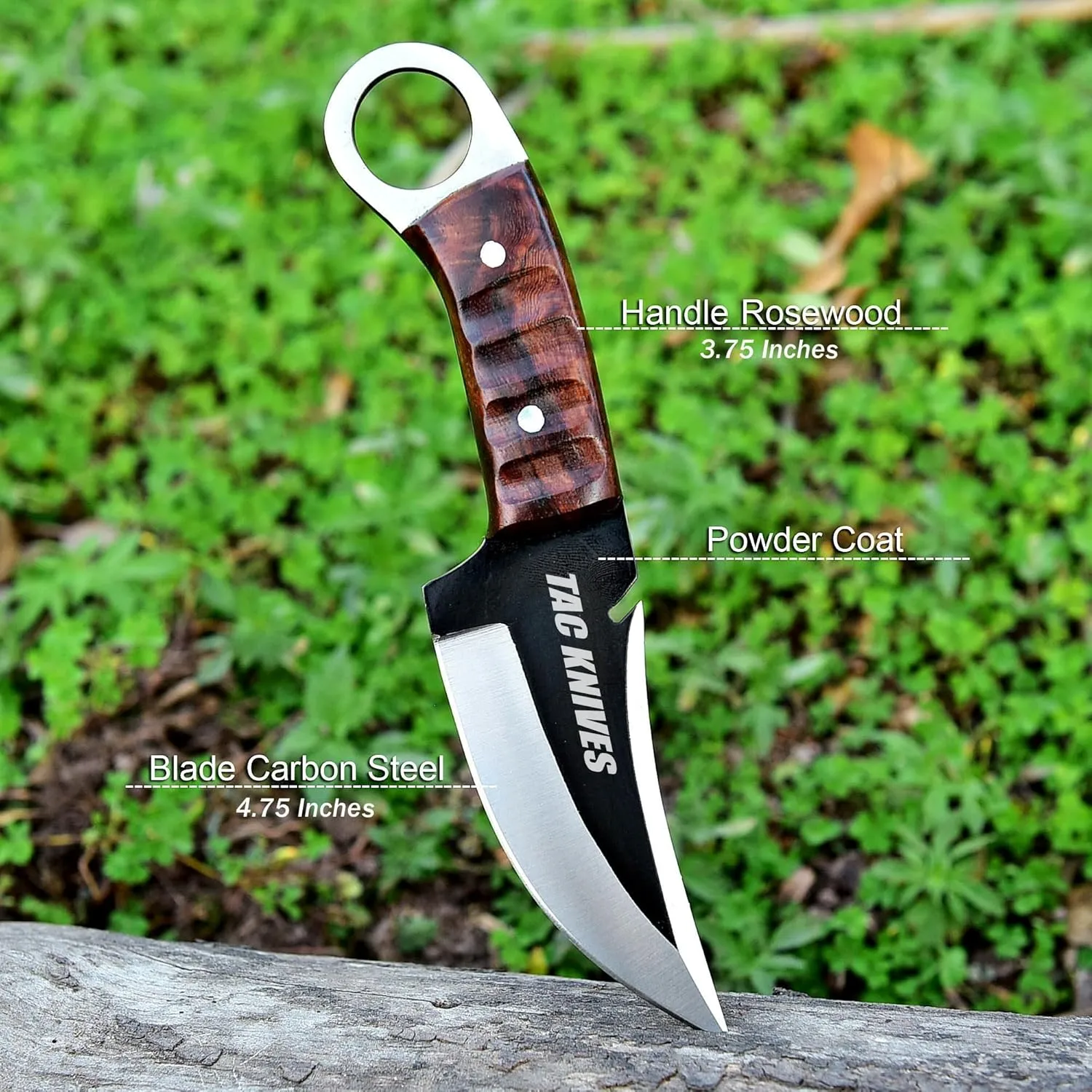 Bushcraft Survival Knife 1095 Steel Fixed Blade outdoor - Pakka Wood Handle - Pancake Leather Sheath - Traditional Field for Camping Fishing Hunting Men & Women EDC Knife to Carry on Belt (wood)