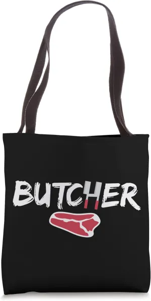 Butchers Lettering Meat Knife Steak Primal Cut Butcher Tote Bag