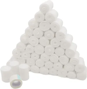 California Basics 48-Pack Gauze Bandage Roll with Tape, 2 Inches x 4 Yards - Soft, Stretchable & Breathable Wrap for Wound Care, First Aid & Medical Supplies - White
