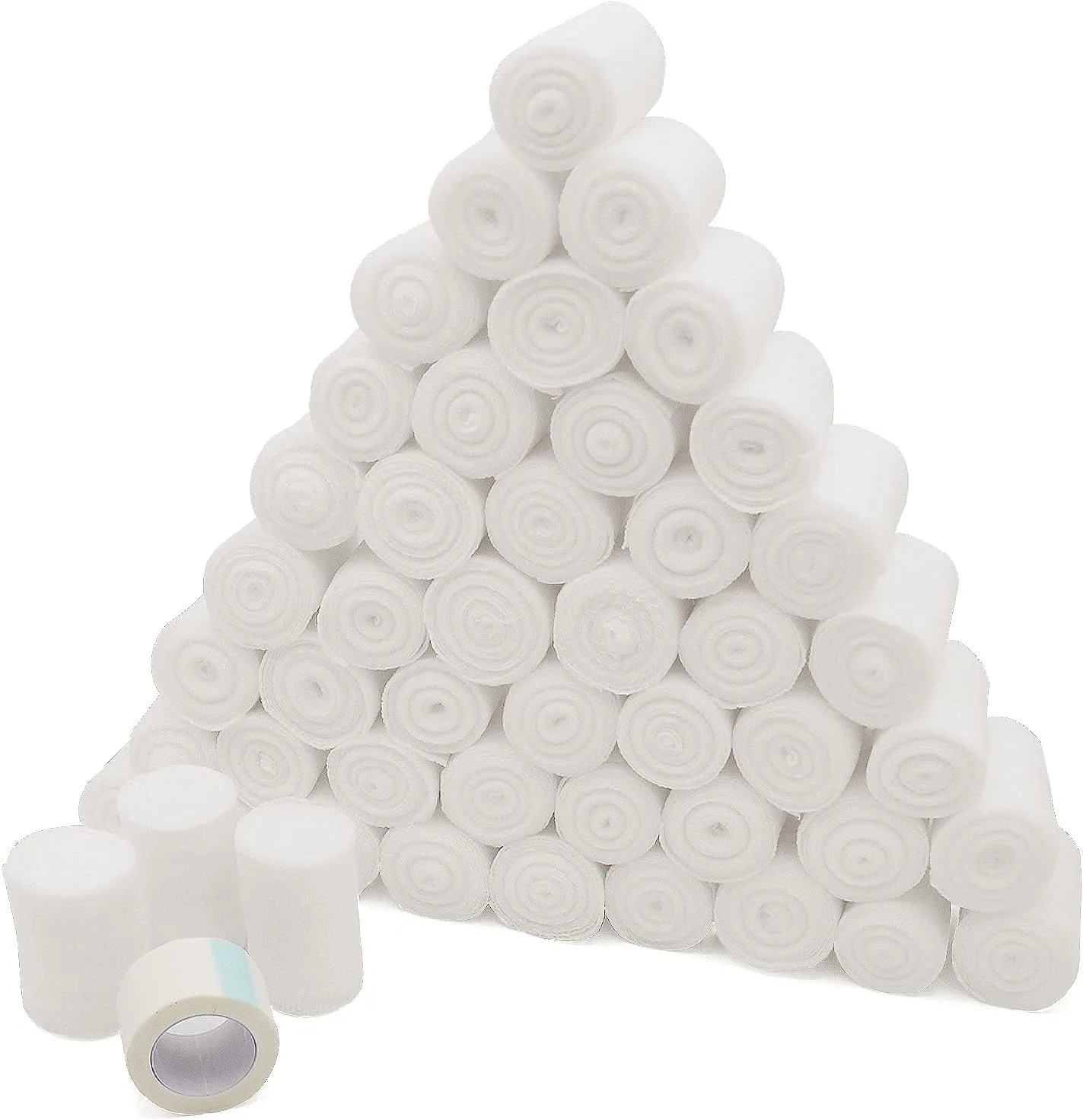 California Basics 48-Pack Gauze Bandage Roll with Tape, 2 Inches x 4 Yards - Soft, Stretchable & Breathable Wrap for Wound Care, First Aid & Medical Supplies - White