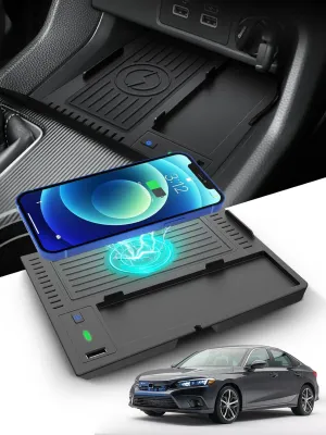 CarQiWireless Wireless Charger for Honda Civic 2025 2024 2023 2022,Automotive Center Console Organizer Wireless Charging Pad for 2022-2025 Honda Civic Sport Accessories