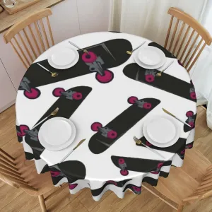 Cartoon Skateboard Extreme Sports Flower Lace Tablecloth Round 60 Inches, Suitable for Wedding Banquets, Brunch Parties, Coffee Shop Dining Table Decoration