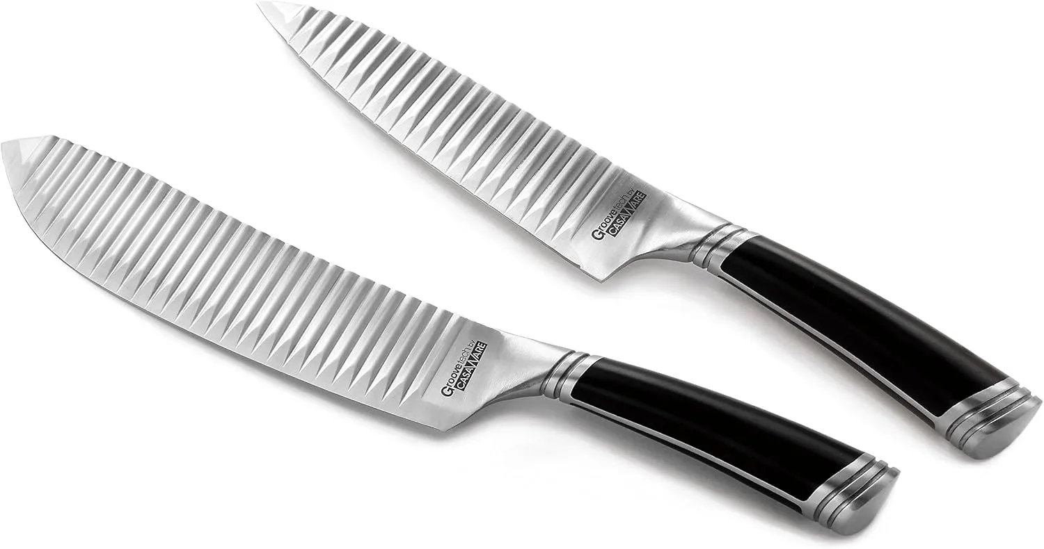 casaWare Groovetech 2-Piece Knife Set (6-Inch Chef and 8-Inch All Purpose Knife)