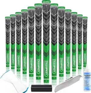 CHAMPKEY Half Cord Golf Grips 13 Pack with Golf Grip Kit - All Weather Performance Golf Club Grips - High Traction and Feedback Golf Grips for Men