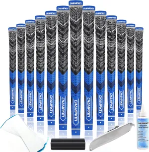 CHAMPKEY Half Cord Golf Grips 13 Pack with Golf Grip Kit - All Weather Performance Golf Club Grips - High Traction and Feedback Golf Grips for Men