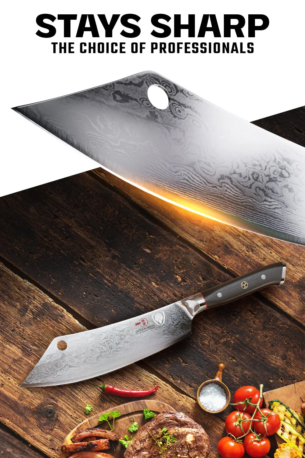Cleaver Hybrid & Chef's Knife 8" | Crixus | Shogun Series ELITE | Dalstrong ©