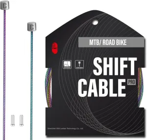 CNC Pro Slick Polished Bike Shifter Cable for SRAM,MTB Derailleur Cable 1.2X 2100/2500/3000/3500mm for Mountain Bike，Road Bike,Rainbow.
