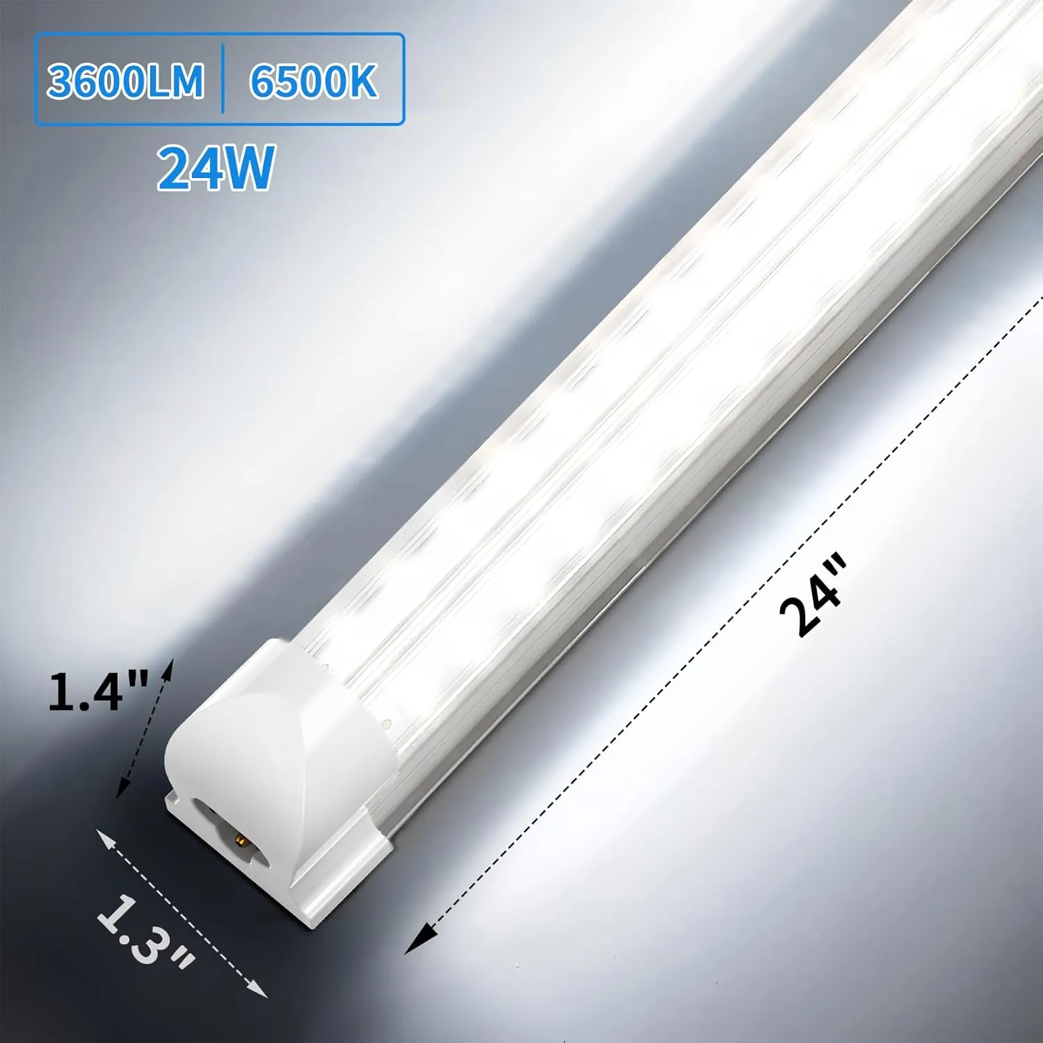 CNSUNWAY LED Shop Light 2FT, 24W 3600LM 6500K Super Bright, T8 Integrated LED Light Fixture, D-Shape, High Output, Linkable Utility 24'' Shop Lights for Room, Garage, Workbench, Warehouse, 2 Pack