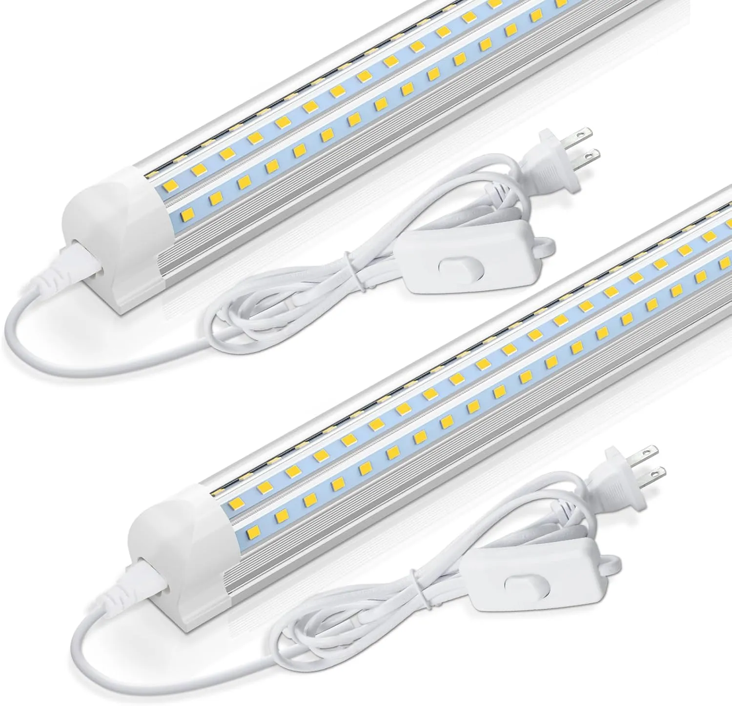 CNSUNWAY LED Shop Light 2FT, 24W 3600LM 6500K Super Bright, T8 Integrated LED Light Fixture, D-Shape, High Output, Linkable Utility 24'' Shop Lights for Room, Garage, Workbench, Warehouse, 2 Pack