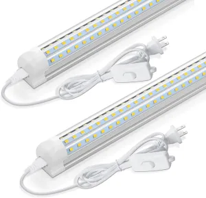 CNSUNWAY LED Shop Light 2FT, 24W 3600LM 6500K Super Bright, T8 Integrated LED Light Fixture, D-Shape, High Output, Linkable Utility 24'' Shop Lights for Room, Garage, Workbench, Warehouse, 2 Pack