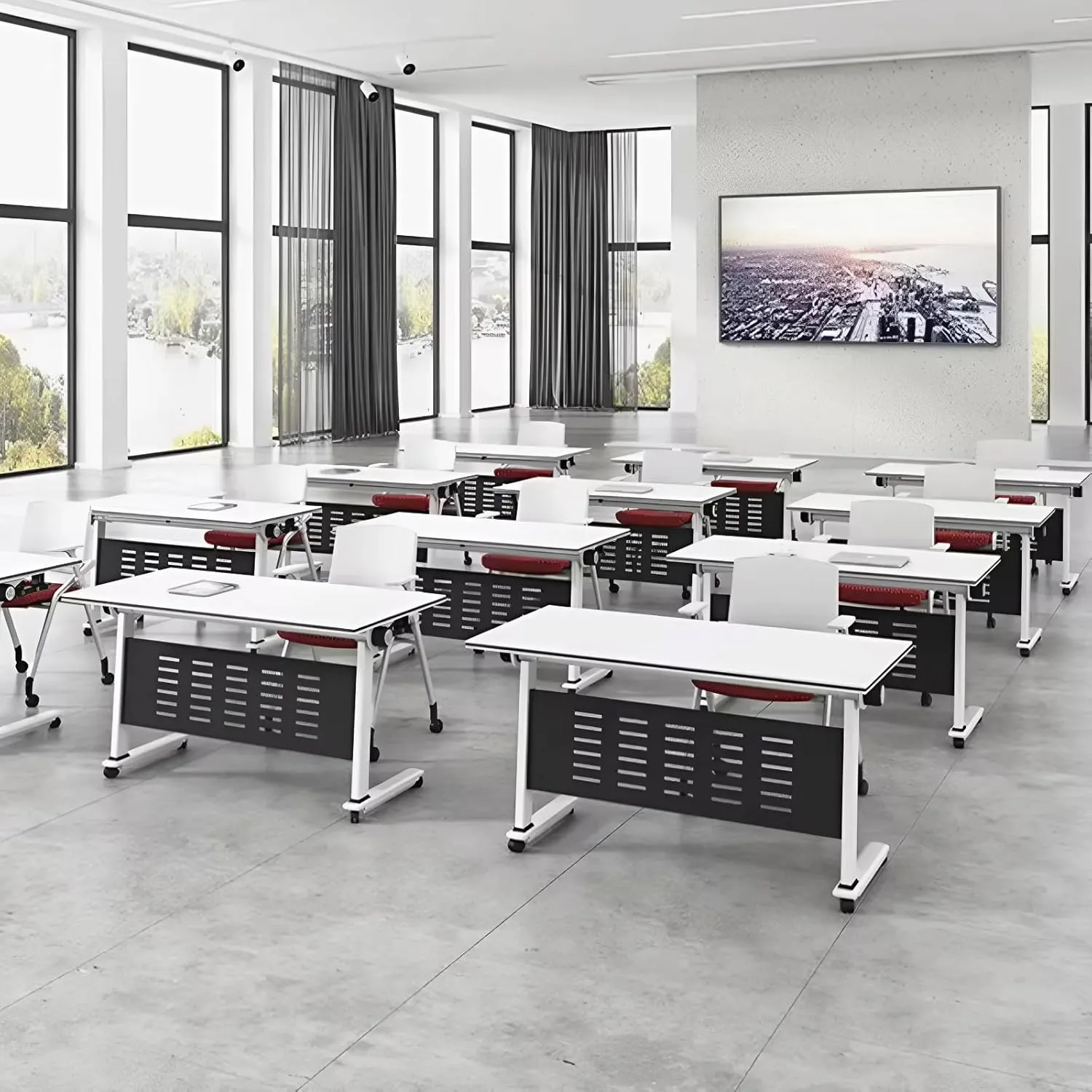 Conference Tables, Folding Conference Room Table Flip Top Mobile Meeting Office Training Room Table with wheels, Seminar Boardroom Table for Home Office Classr ( J 8Pack 70.8 x 23.6 x 29.5inch)