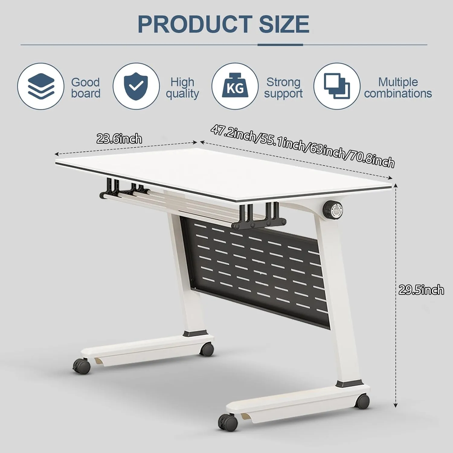 Conference Tables, Folding Conference Room Table Flip Top Mobile Meeting Office Training Room Table with wheels, Seminar Boardroom Table for Home Office Classr ( J 8Pack 70.8 x 23.6 x 29.5inch)