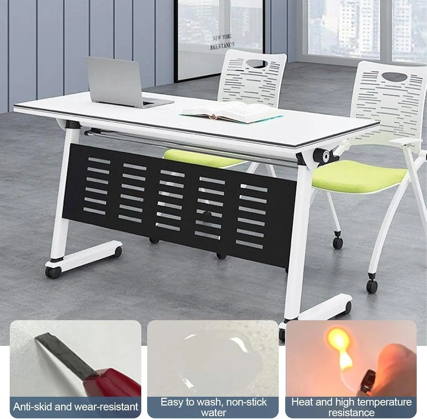 Conference Tables, Folding Conference Room Table Flip Top Mobile Meeting Office Training Room Table with wheels, Seminar Boardroom Table for Home Office Classr ( J 8Pack 70.8 x 23.6 x 29.5inch)